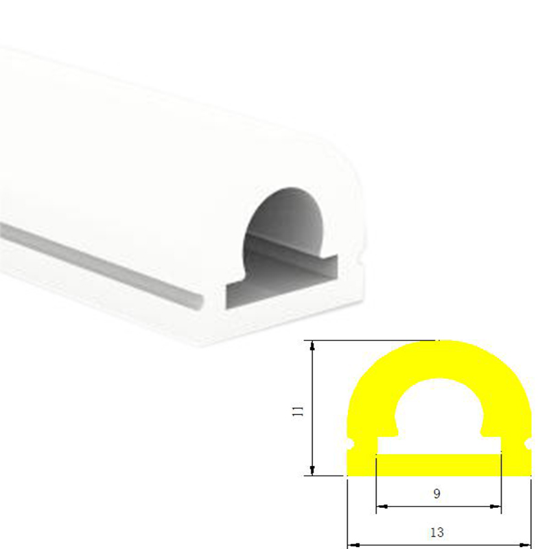 13*11mm 180° Top Emitting Silicone Light Diffuser For 8mm LED Light Strips